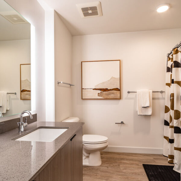 Modern, Elegant Bathroom - Aria Apartments in Redmond